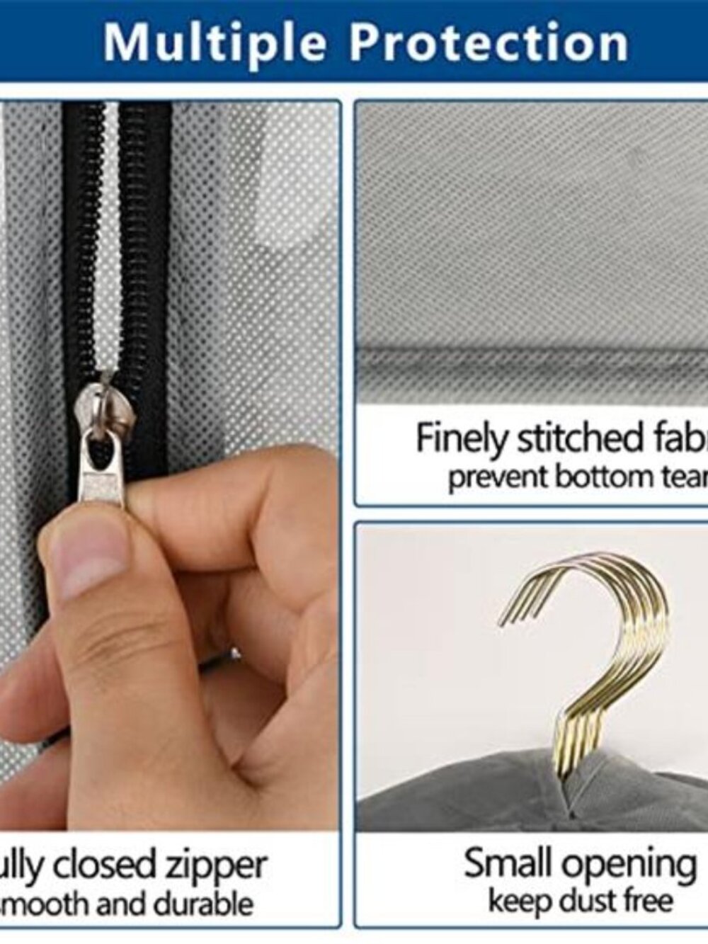 Clear Garment Bags Hanging Clothes Storage 60 Inch Dress Coat Cover Set - Picture 5 of 6